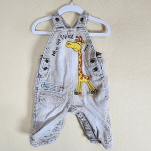 Next Baby unisex (3M) giraffe Corduroy Overalls bibs‎ tan vacation